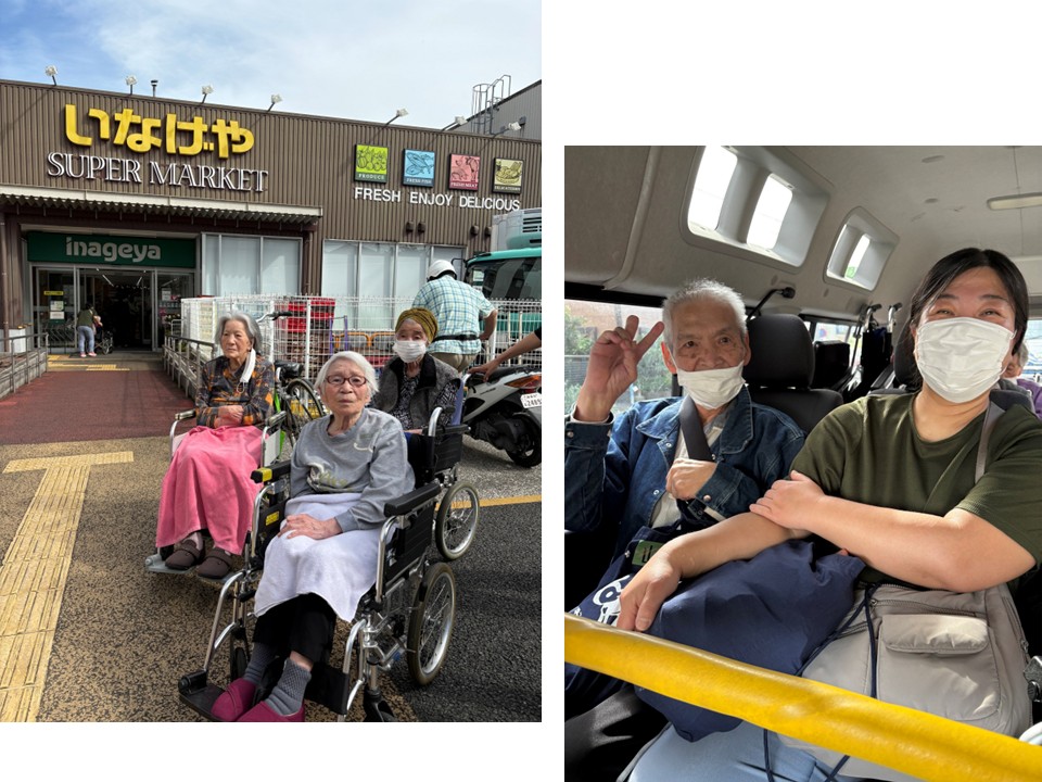 久しぶりの買い物に初めは戸惑う方もおられましたが、お好きなお菓子やジュースプリン、ヨーグルトとたくさん買い込んでおられました。<br>お食事もお買物も楽しんで頂けたご様子で、同行した職員も楽しい時間を過ごさせて頂きました。<br>